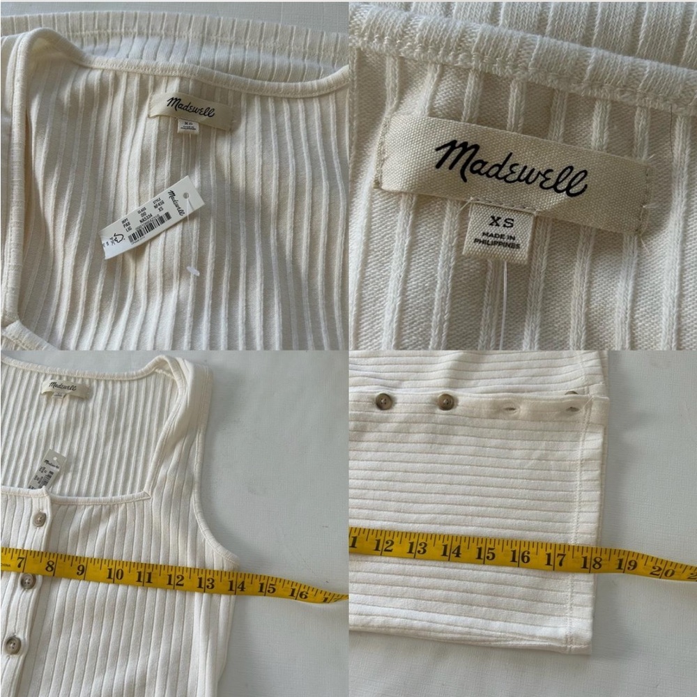 Madewell white ribbed Button-front Tank Top size XS. - Picture 7 of 8